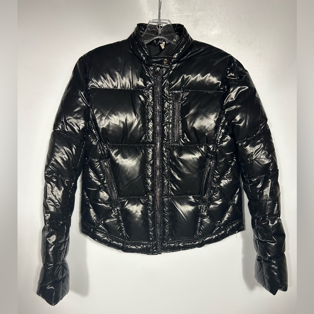 IRO Quilted Shell Puffer Jacket Size 2 Glossy Black